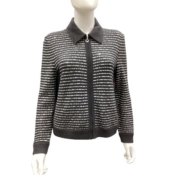 St. John Sport By Marie Gray Women’s Sport Zip Up Blazer Size S Gray And White - Picture 1 of 6